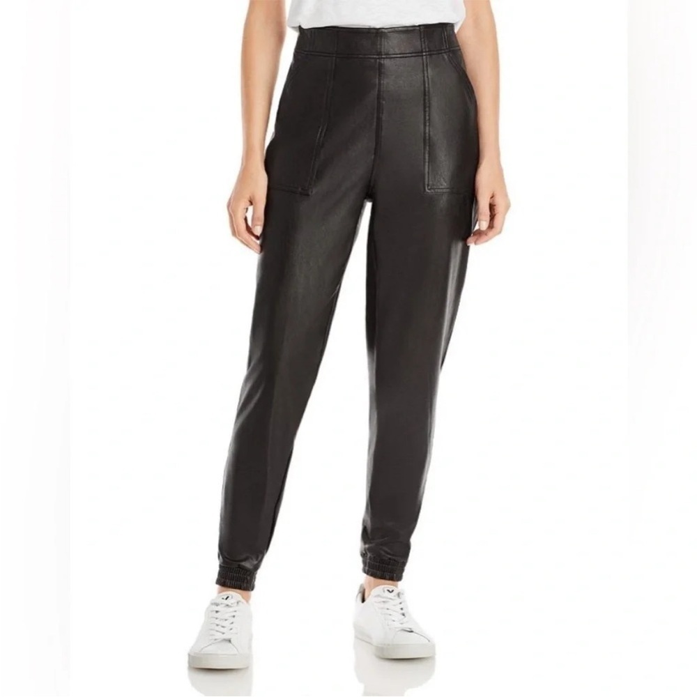 NWOT SPANX Faux Leather Jogger Pants Black Business Casual Women’s Small